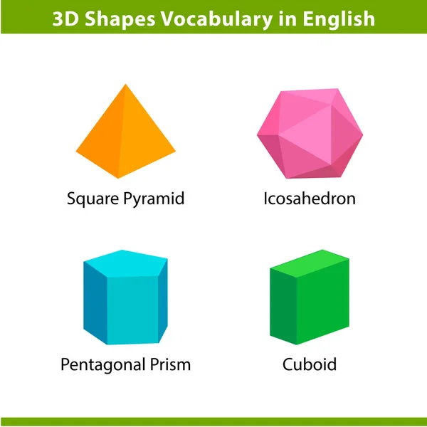 Shapes Woordenschat Instellen Het Engels Met Hun Naam Clip Art — Stockvector