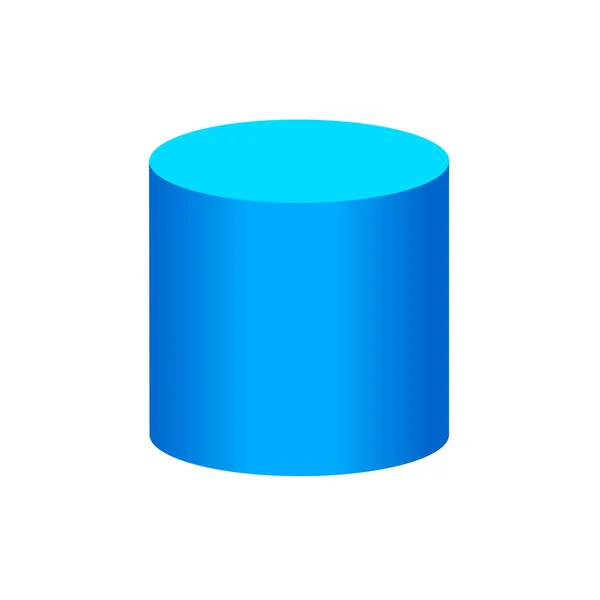 青いシリンダーの基本的なシンプルな3D形状は 白い背景に隔離された 幾何学的な円柱アイコン 3D形状シンボルシリンダー 子供のためのクリップアート幾何学的シリンダー形状 — ストックベクタ