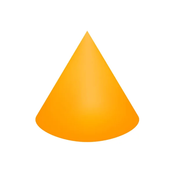 橙色圆锥体基本简单的3D形状隔离在白色背景上 几何圆锥图标 3D形状符号锥体 剪贴画几何锥形形状 供儿童学习 — 图库矢量图片