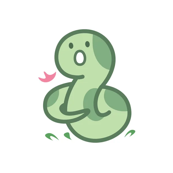 Serpiente Personaje Dibujos Animados Lindo Aislado Fondo Blanco Hermosa Serpiente — Vector de stock