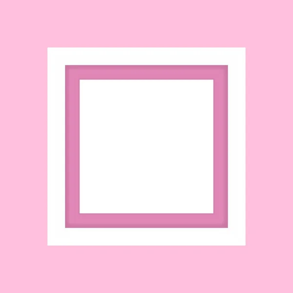 Üres Képkeret Fehér Keret Fehér Rózsaszín Pasztell Háttér Kép Fehér — Stock Vector