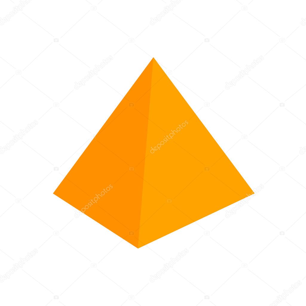 orange square pyramid basic 3d simple shapes isolated on white background, geometric square pyramid icon, 3d shape symbol square pyramid, clip art geometric trapezoid shape for kids learning