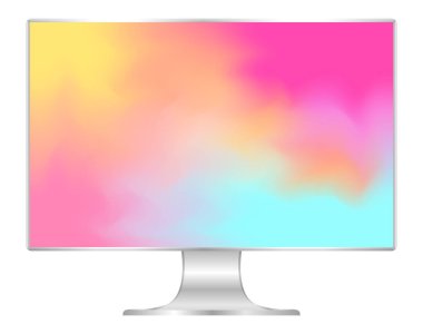 bilgisayar ve duvar kağıdı renkli renkler, çok renk canlı tam ekran ile düz monitör, pc ekran dijital geniş ekran ve ince, 4k modern ekranda renkli sanat, monitör modern lcd masaüstü
