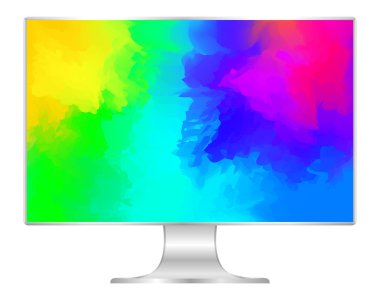 bilgisayar ve duvar kağıdı renkli renkler, çok renk canlı tam ekran ile düz monitör, pc ekran dijital geniş ekran ve ince, 4k modern ekranda renkli sanat, monitör modern lcd masaüstü