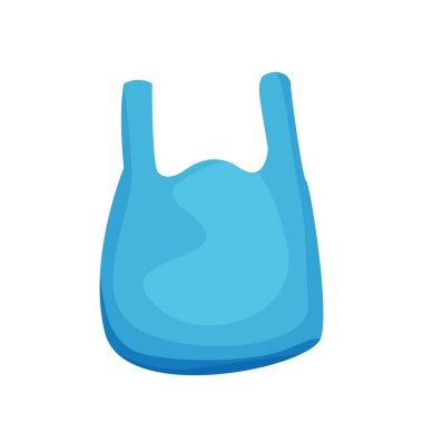 beyaz arka plan üzerinde izole illüstrasyon çanta plastik mavi atık, karikatür plastik torba atık çöp, plastik torba atık kirlilik küçük sanat, düz simge bilgi grafik için plastik torba görüntü
