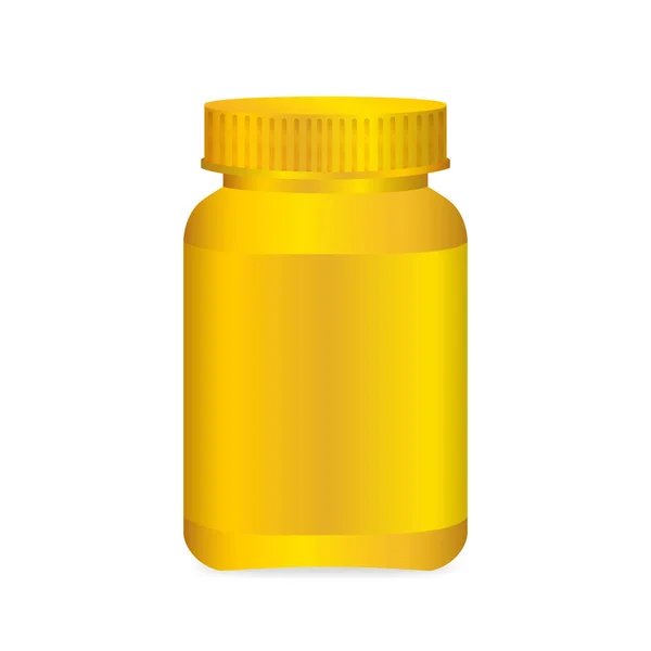 Arany Orvostudomány Palack Arany Címke Műanyag Arany Csomagolás Egyetlen Üres — Stock Vector