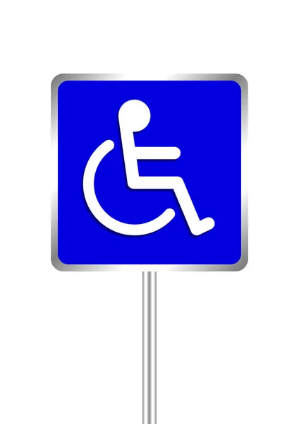 Segni Disabili Colori Blu Cornice Sfondo Cartelli Disabili Pendio Percorso — Vettoriale Stock