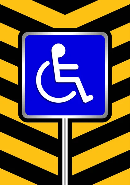 Disabled Signs Blue Colors Black Yellow Stripes Frame Background Sign — Stock Vector