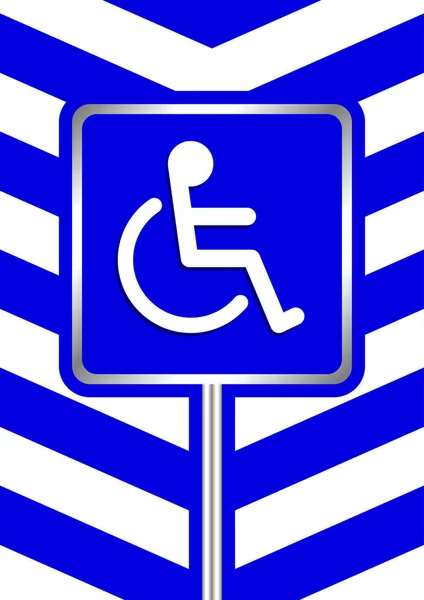 Behindertenschilder Auf Rahmen Blauer Streifen Farben Hintergrund Schilder Behindertenweg Leiter — Stockvektor