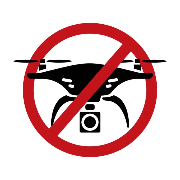 Beyaz arka planda izole edilmiş drone bölgesi Uyarı işareti simgesi yok, Drone ile uçuşlar yasak, Beyaz arka planda Yasaklama kırmızı işaret etiketinde drone simgesi yok
