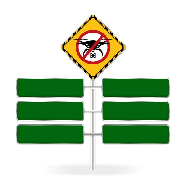 Drone Zone Warning Sign Green Sign Boards Template Copy Space — Stock Vector