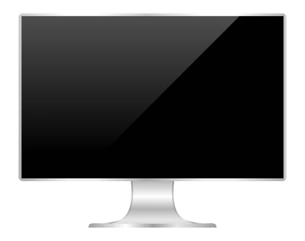 Frente Computador Tela Preta Monitor Plano Tela Larga Digital Exposição —  Vetores de Stock