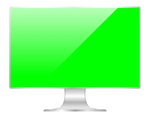 Frente Computador Tela Verde Monitor Plano Tela Larga Digital Magro —  Vetores de Stock