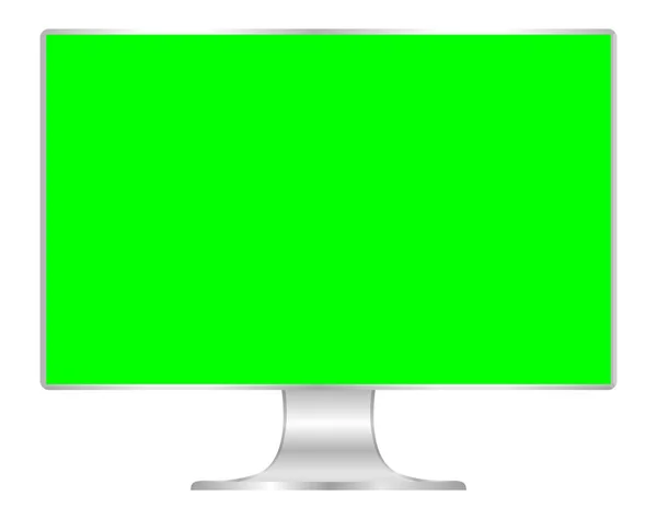 Frente Computador Tela Verde Monitor Plano Tela Larga Digital Magro —  Vetores de Stock