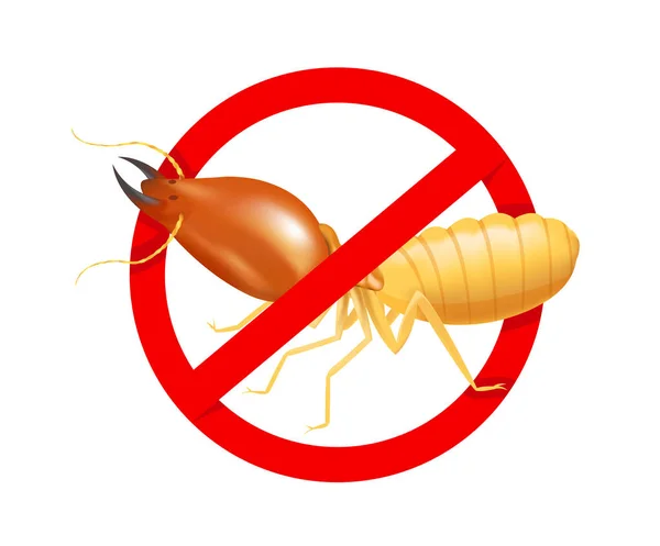 Termite Verbotenen Roten Kreis Zeichen Isoliert Auf Weißem Hintergrund Logo — Stockvektor