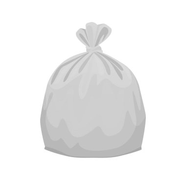 beyaz kare arka plan izole atık dolu ayırma için gri plastik çöp torbaları, atık için İllüstrasyon plastik çöp torbaları, simge karikatür bilgi grafik için küçük resim plastik torba şeffaf düz