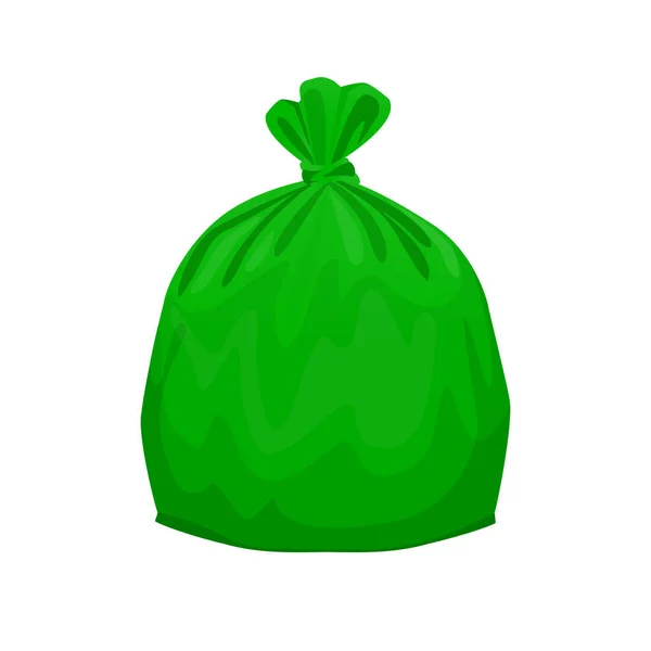 Bolsa de residuos de plástico verde aislado sobre fondo blanco, bolsas de plástico verde para la separación de residuos, bolsa de plástico para residuos de basura, clip art bolsa de plástico para el diseño gráfico de información, bolsas de basura de ilustración verde — Archivo Imágenes Vectoriales