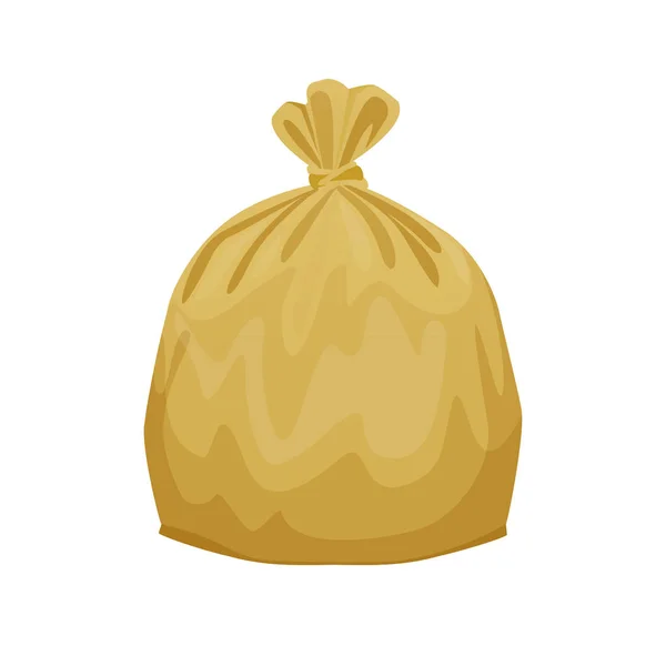 Bolsa de residuos de plástico de oro amarillo aislado sobre fondo blanco, bolsas de plástico dorado para la separación de residuos, bolsa de plástico para residuos de basura, clip art bolsa de plástico para el diseño gráfico de información, bolsas de basura de ilustración — Archivo Imágenes Vectoriales