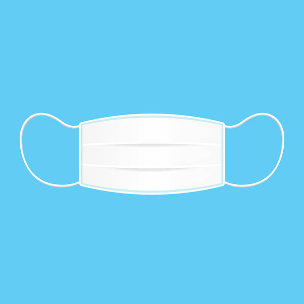 Medical mask or Protective mask isolated on blue background, Protective N95 mask, Mask respirator protect dust wearing outdoor air pollution PM 2.5 in dust protective, flat icon cartoon of infographic