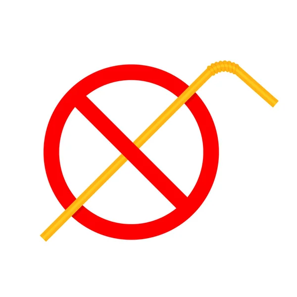 Stop Waste Straw Tube Plastic Waste Drinking Straw Sign Red — Stock Vector
