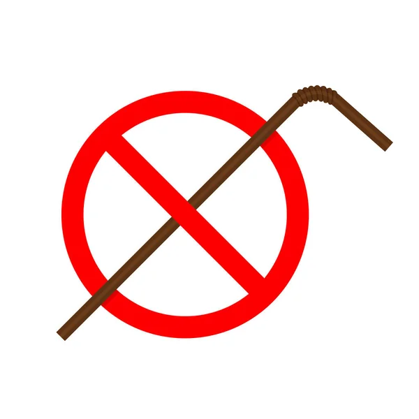 Stop Waste Straw Tube Plastic Waste Drinking Straw Sign Red — Stock Vector