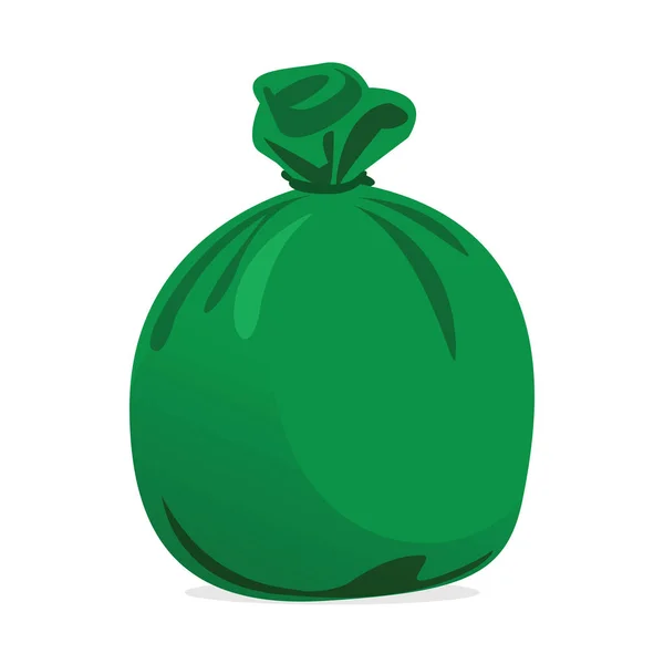 Zöld táska műanyag hulladék, szemeteszsákok műanyag zöld, zöld műanyag Kuka táska illusztráció — Stock Vector