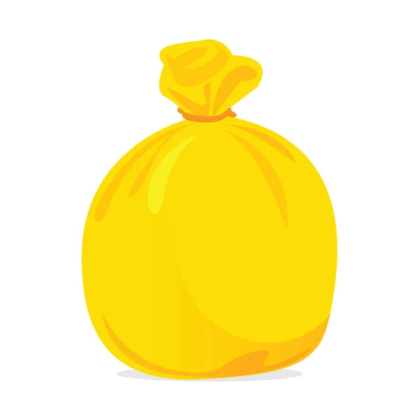 Sárga zsák műanyag hulladék, szemeteszsák műanyag sárga, sárga műanyag szemeteszsák illusztráció — Stock Vector