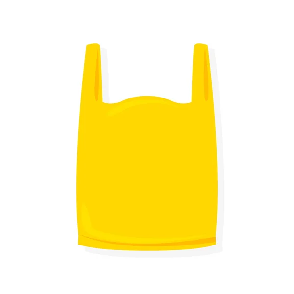 Amarelo Saco Plástico Ilustração Fundo Branco — Vetor de Stock