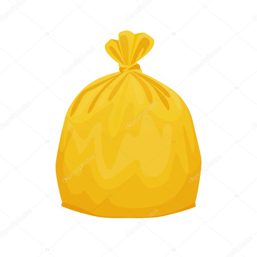 bag plastic waste yellow isolated on white background, yellow plastic bags for waste separation, plastic bag for garbage waste, clip art plastic bag for info graphic design, Illustration bin bags