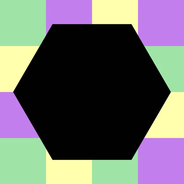 Empty Black Hexagon Pastel Color Squares Checkered Block Template Banner — Stock Vector