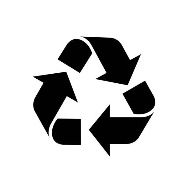 Recycler Symbole Noir Isolé Sur Fond Blanc Écologie Noire Icône — Image vectorielle