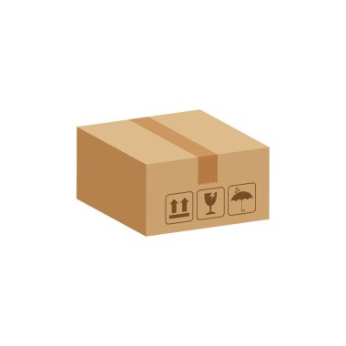 Sandık kutuları 3D, karton kutu kahverengi, düz stil karton paket kutuları, ambalaj kargosu, izometrik kutular kahverengi, ambalaj kutusu kahverengi, sembol kutuları beyaz arkaplanda izole edilmiş.