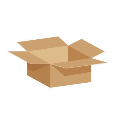 Sandık kutuları 3d, karton kutu kahverengi, düz stil karton paket kutuları, ambalaj kargosu açık, izometrik kutular kahverengi, ambalaj kutusu açık kahverengi simge, beyaz arkaplanda izole edilmiş sembol karton kutu