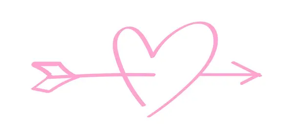 Σχήμα Καρδιάς Ροζ Γραμμή Βέλους Που Απομονώνονται Λευκό Καρδιά Τρυπημένη — Διανυσματικό Αρχείο