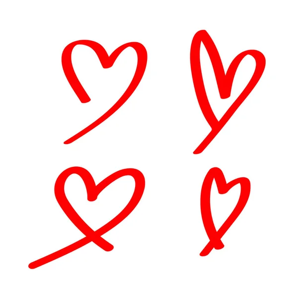 Corazón Forma Doodle Línea Roja Aislado Blanco Corazón Forma Arte — Vector de stock