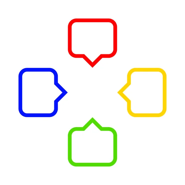 Bunte Quadratische Sprechblase Für Symbol Isoliert Auf Weiß Rot Blau — Stockvektor