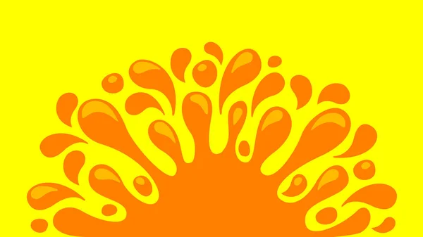 Orangensaft Wasser Spritztropfen Wasser Blob Orange Flach Isoliert Auf Gelb — Stockvektor