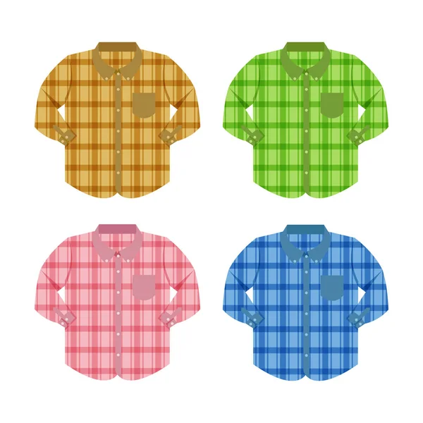 Plaid Shirt Clothes Isolated White Background Clothes Pattern Plaid Collection — Stock Vector