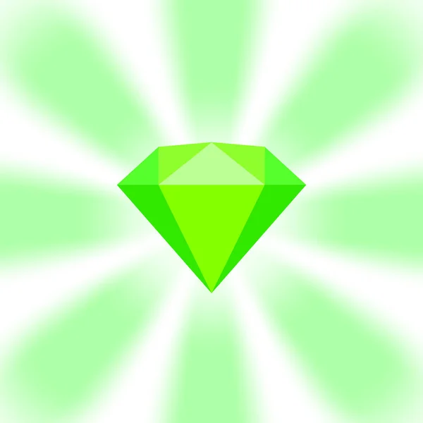 Gemas Diamantes Verdes Los Cómics Zoom Icono Joyería Diamantes Planos — Vector de stock