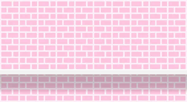 Patrón Pared Ladrillo Suave Rosa Con Estante Para Fondo Moderno — Vector de stock