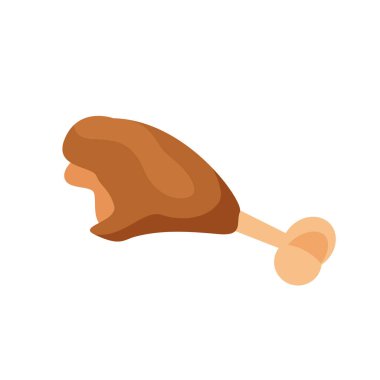 Beyaz arka planda izole edilmiş tavuk budu, atık yiyecek konsepti için kızarmış tavuk budu, kızarmış tavuk budu ikonu, tavuk budu artıklarından arta kalan yiyecek.