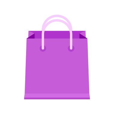 Beyaz üzerine izole edilmiş simge için kese kağıdı mor, perakende için karton mor çanta, ataç rengi mor paket çantası, boş kağıt çanta