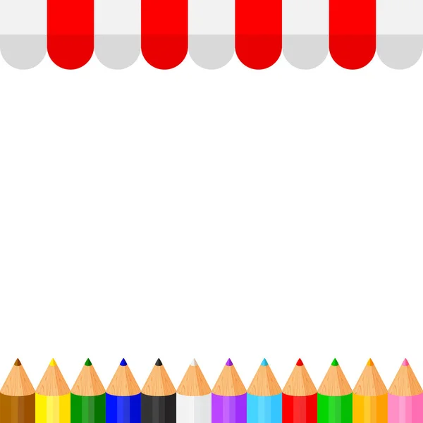 Kolorowe Kredki Pastelowe Ołówki Słodkie Rzędu Baner Markizy Przestrzeń Kopia — Wektor stockowy