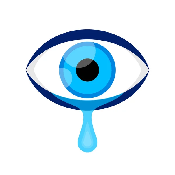 Ögon Blå Och Tårar Gråta Grafiskt Isolerad Vitt Ögon Ser — Stock vektor