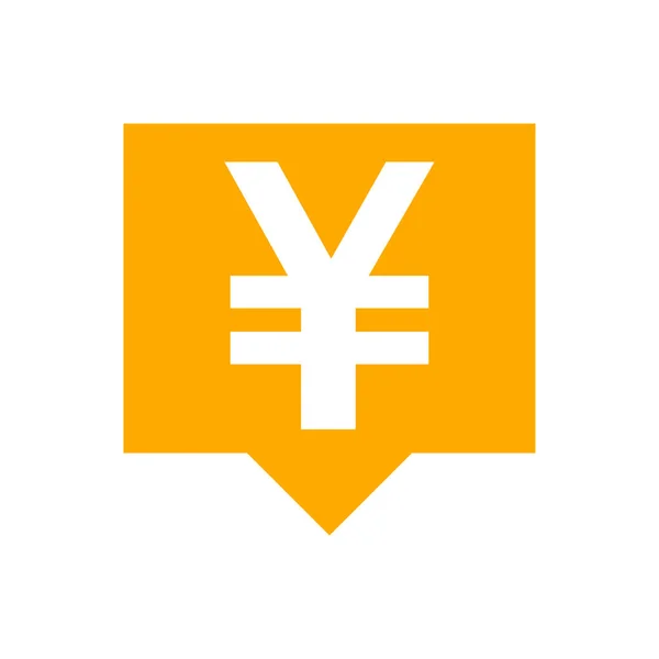 Yen Valuta Symbol Tal Bubbla Fyrkantig Form För Ikon Orange — Stock vektor