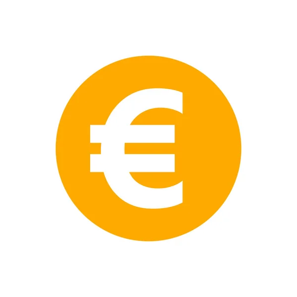 Euro Currency Coin Orange Icon Isolated White Euro Money App — Stock Vector