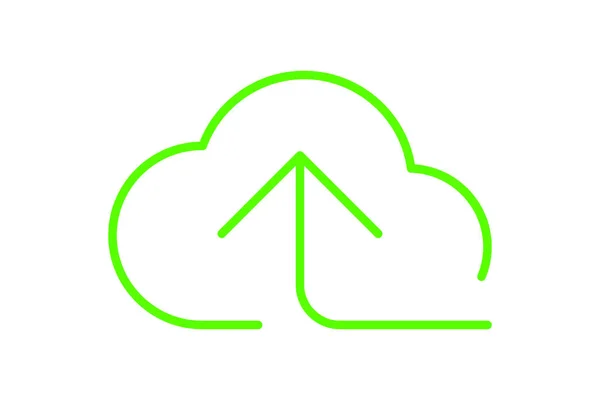 Cloud Arrow Symbol Icon Line Thin Simple Line Arrow Green — Stock Vector