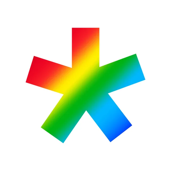 Stjärna Asterisk Symbol Alfabetet Regnbåge Isolerad Vit Färgglada Logotyp Typsnitt — Stock vektor