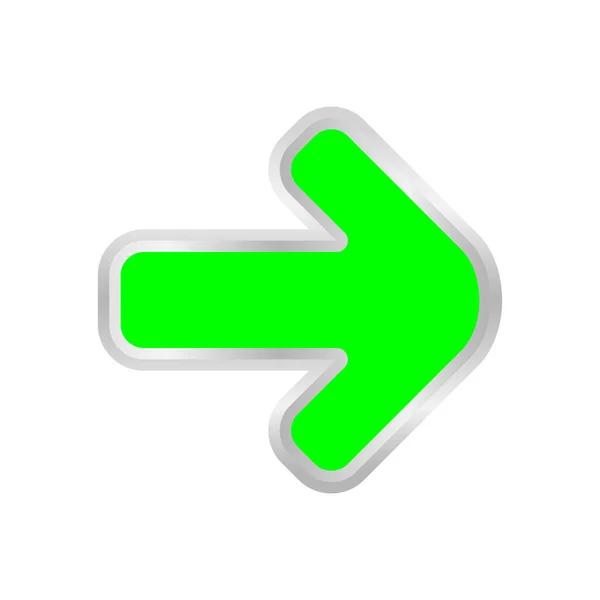 Flecha Verde Apuntando Derecha Aislado Blanco Clip Art Icono Flecha — Vector de stock