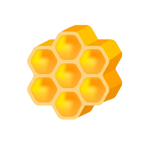 Med Včela Izolované Bílém Pozadí Ilustrace Voštinové Plástve Tvar Ikona — Stockový vektor